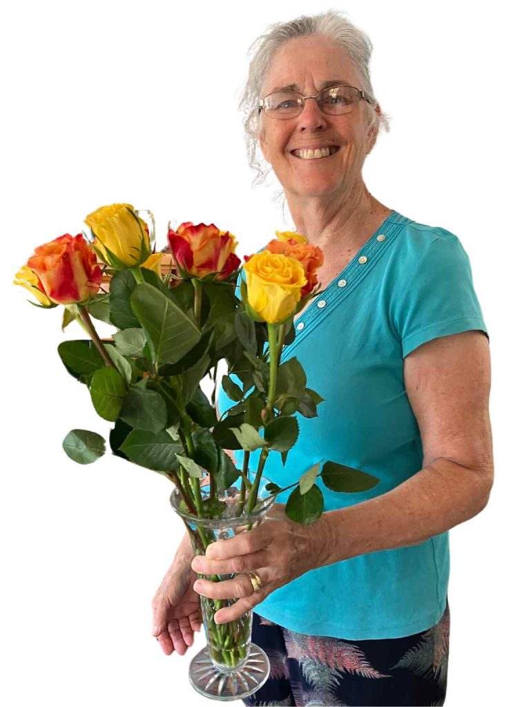 Sue with roses